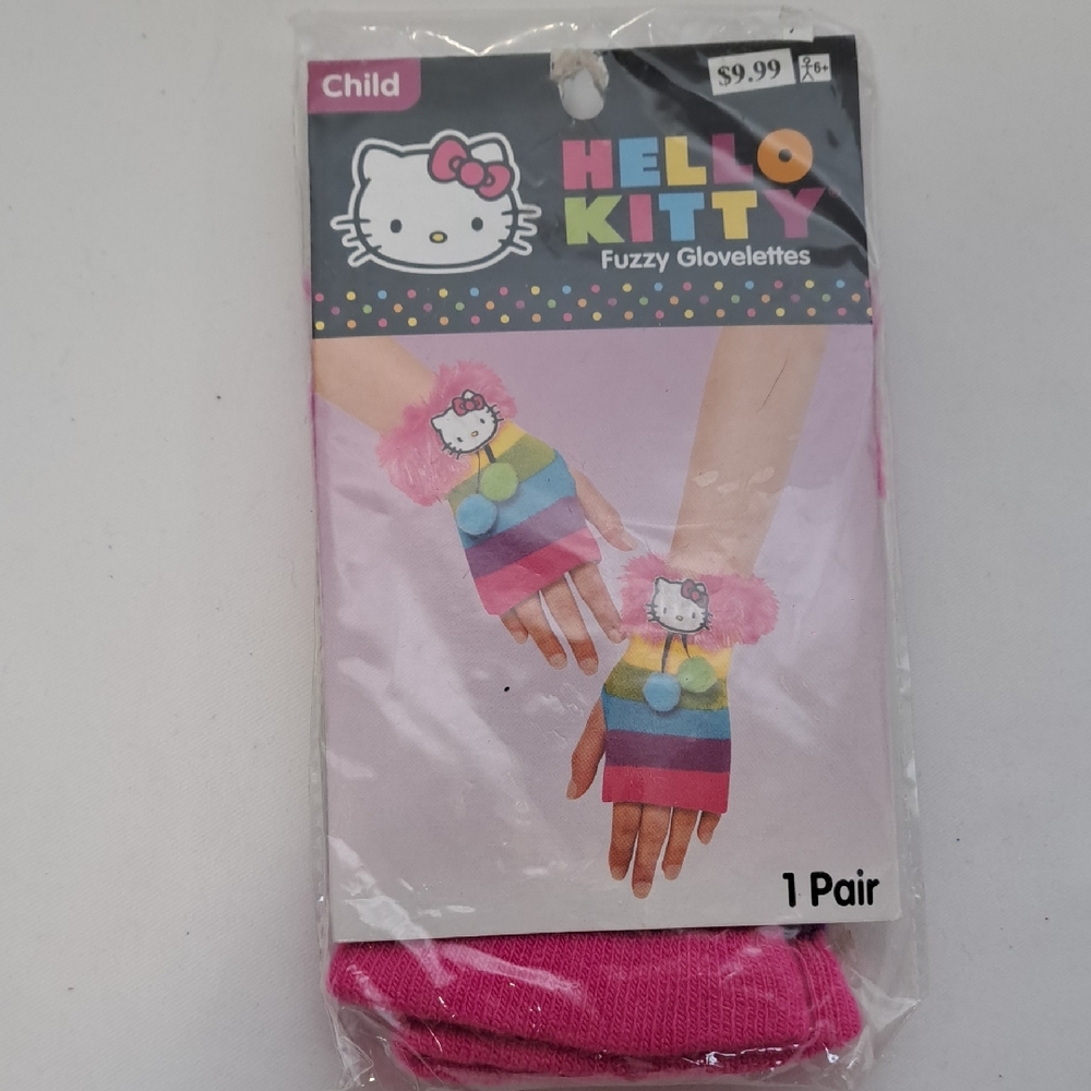 Hello Kitty Striped Pink and Multicolor Mittens